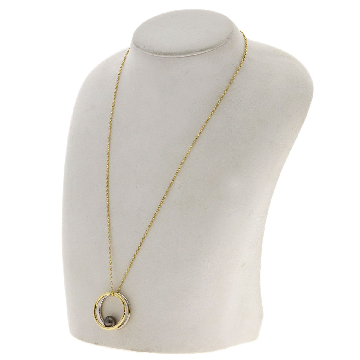 MIKIMOTO Black Pearl Reversible Necklace K18 Yellow Gold K18 White GoldLadies [Used]