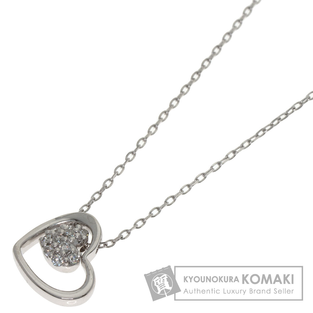 Ponte Vecchio Heart Diamond Necklace K18 White Gold Ladies [Used]