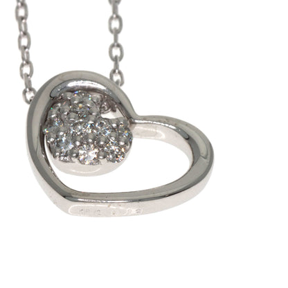 Ponte Vecchio Heart Diamond Necklace K18 White Gold Ladies [Used]