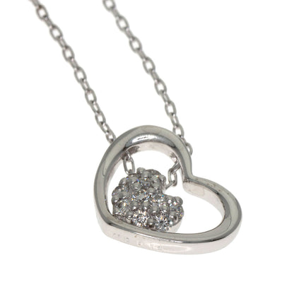 Ponte Vecchio Heart Diamond Necklace K18 White Gold Ladies [Used]