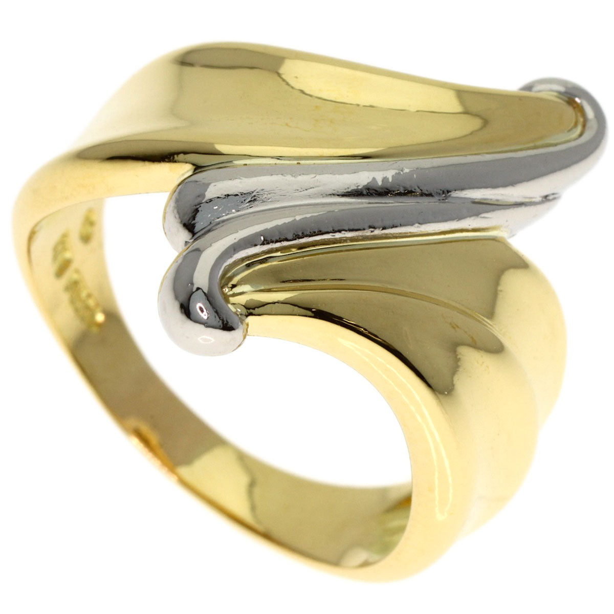 design Ring Platinum PT850 18K Yellow Gold 7.3g　Ladies