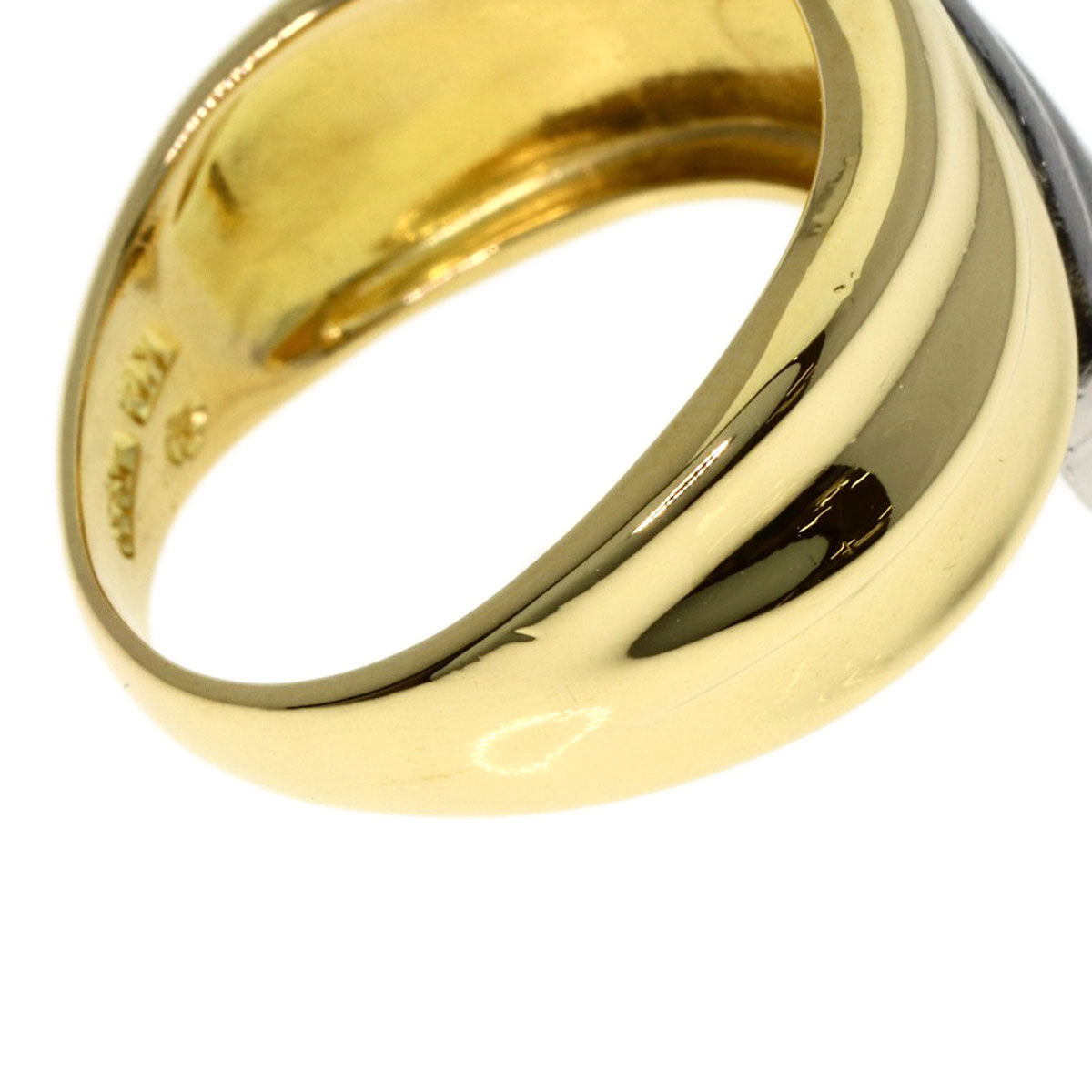 design Ring Platinum PT850 18K Yellow Gold 7.3g　Ladies
