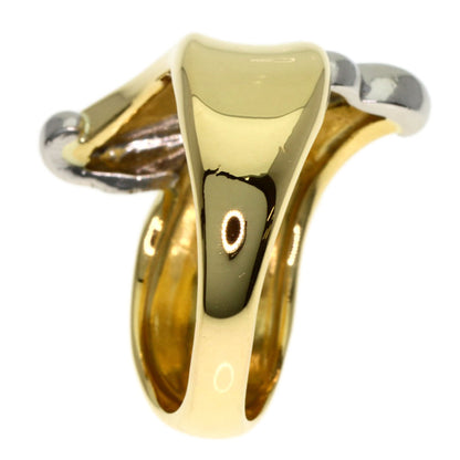 design Ring Platinum PT850 18K Yellow Gold 7.3g　Ladies