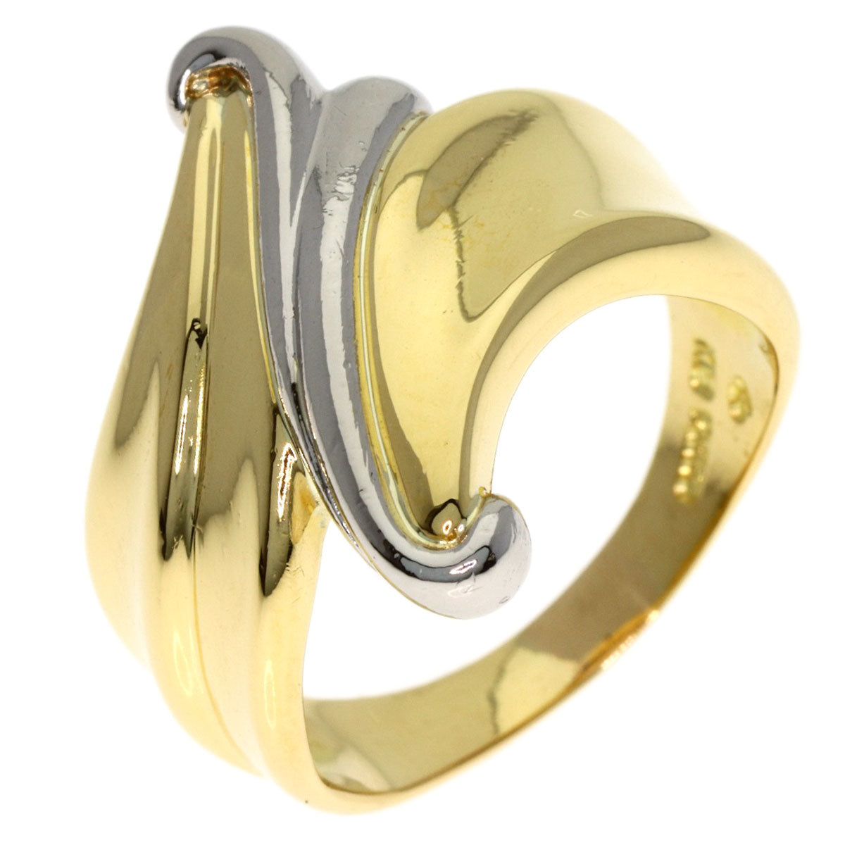 design Ring Platinum PT850 18K Yellow Gold 7.3g　Ladies