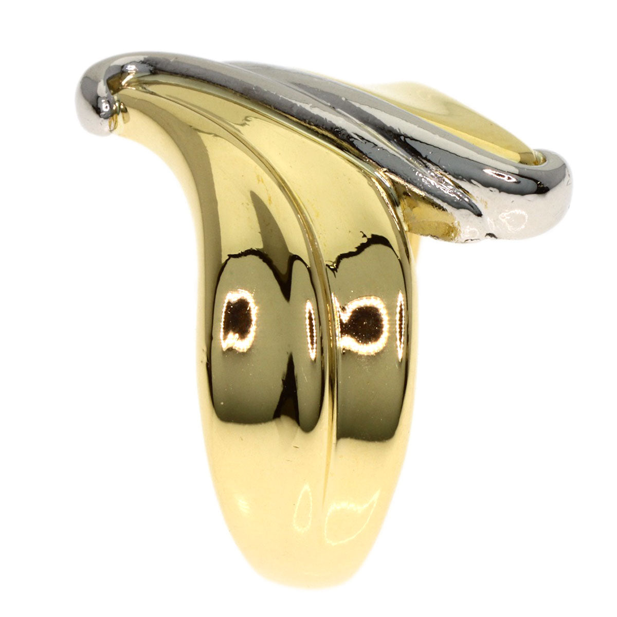 design Ring Platinum PT850 18K Yellow Gold 7.3g　Ladies