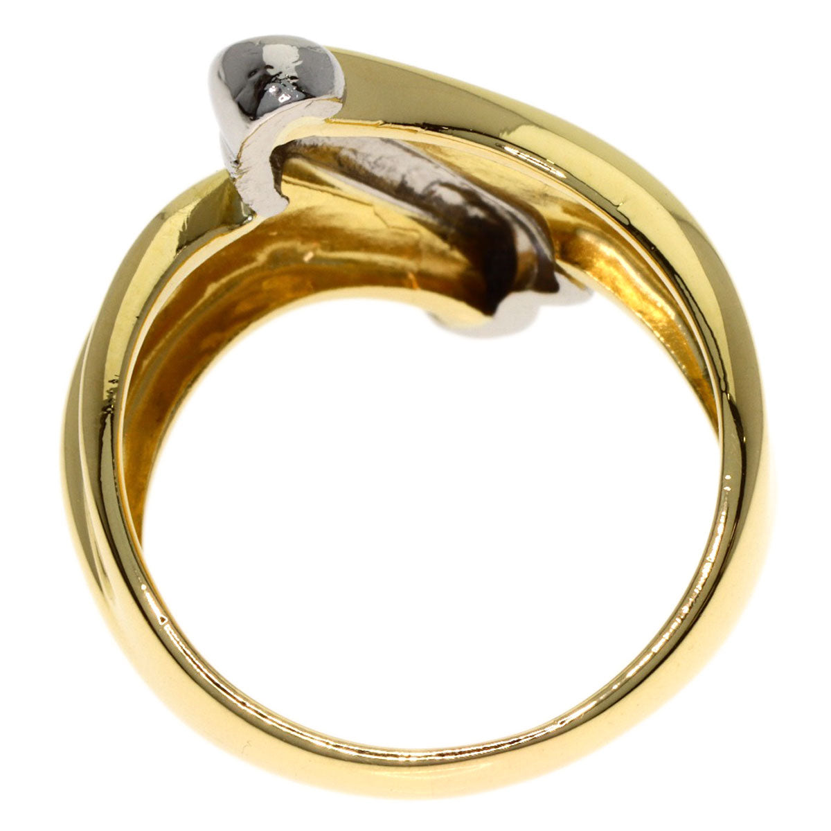 design Ring Platinum PT850 18K Yellow Gold 7.3g　Ladies