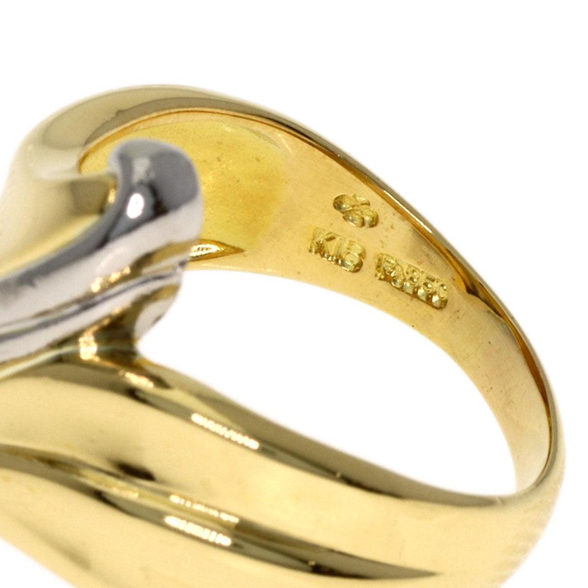 design Ring Platinum PT850 18K Yellow Gold 7.3g　Ladies