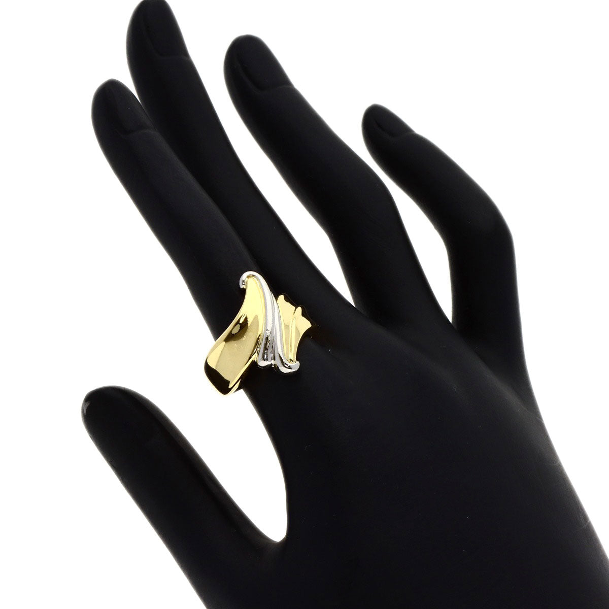 design Ring Platinum PT850 18K Yellow Gold 7.3g　Ladies
