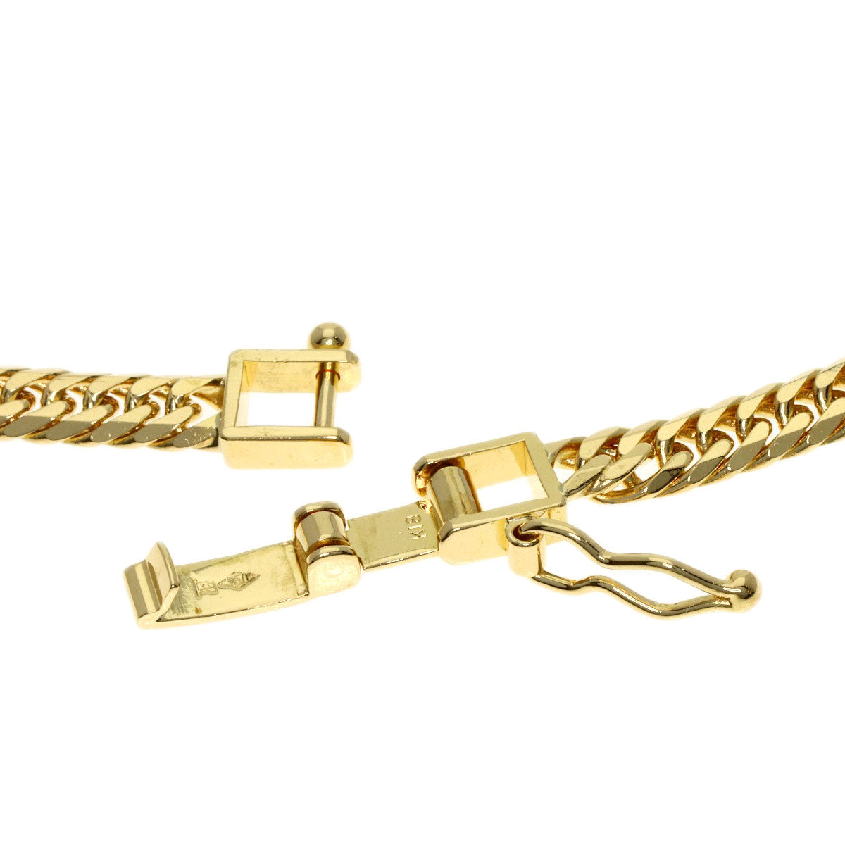 Curb chain Kihei W6 side Necklace K18 Yellow Gold 20.3g　Ladies
