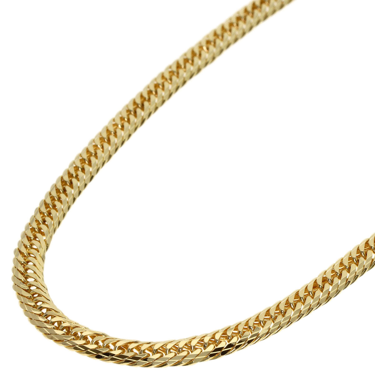 Curb chain Kihei W8 surface Necklace K18 Yellow Gold 20.5g　Ladies