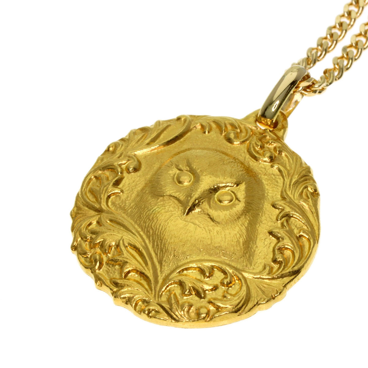 Owl Necklace K24 Yellow Gold 18K Yellow Gold 9.8g　Ladies