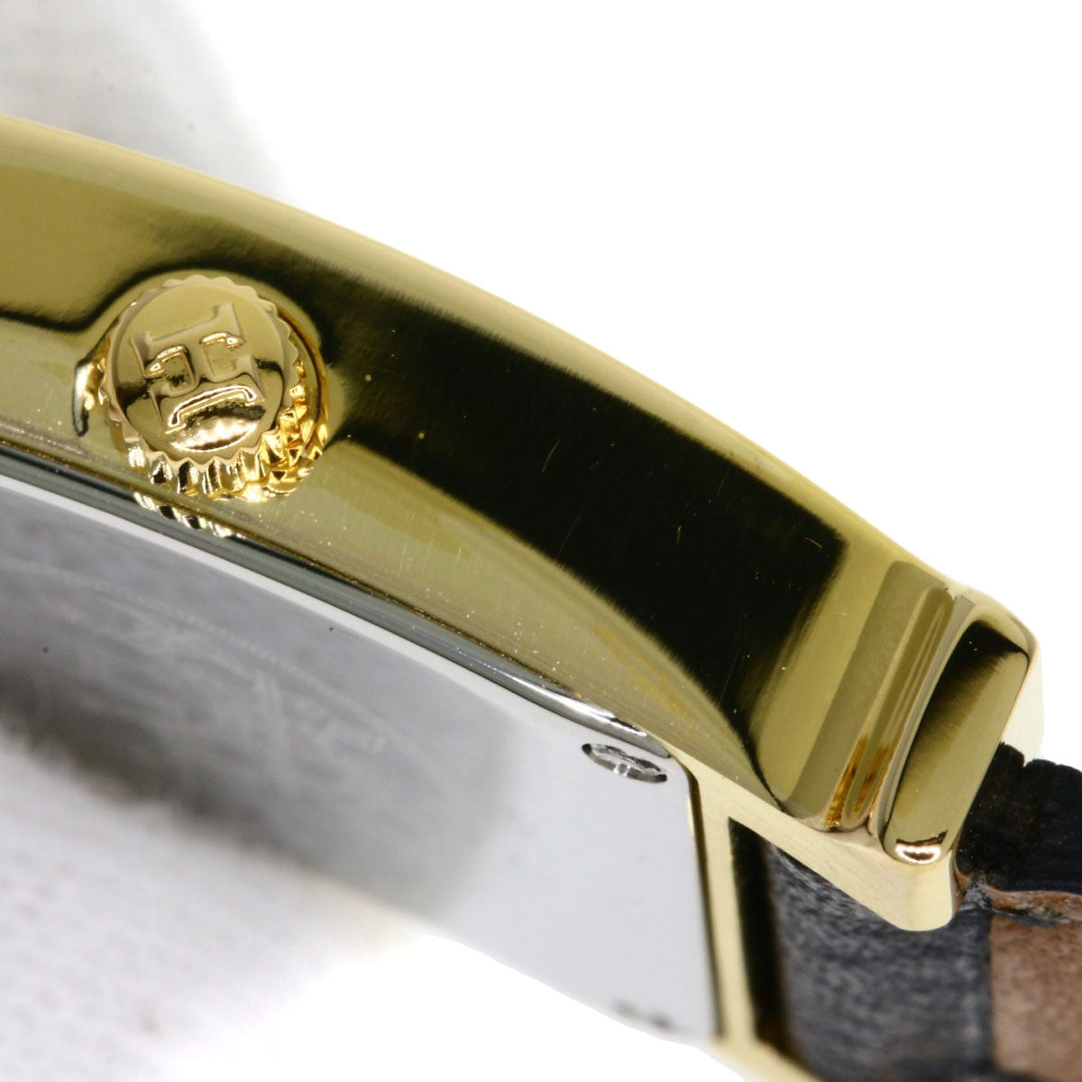 HERMES H watch Watches HH1.201 Gold Plated/Leather Ladies