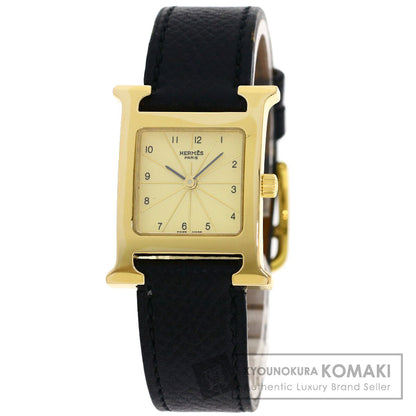 HERMES H watch Watches HH1.201 Gold Plated/Leather Ladies
