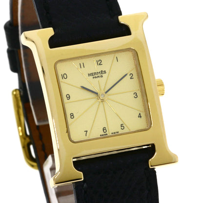 HERMES H watch Watches HH1.201 Gold Plated/Leather Ladies