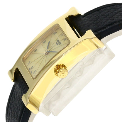 HERMES H watch Watches HH1.201 Gold Plated/Leather Ladies
