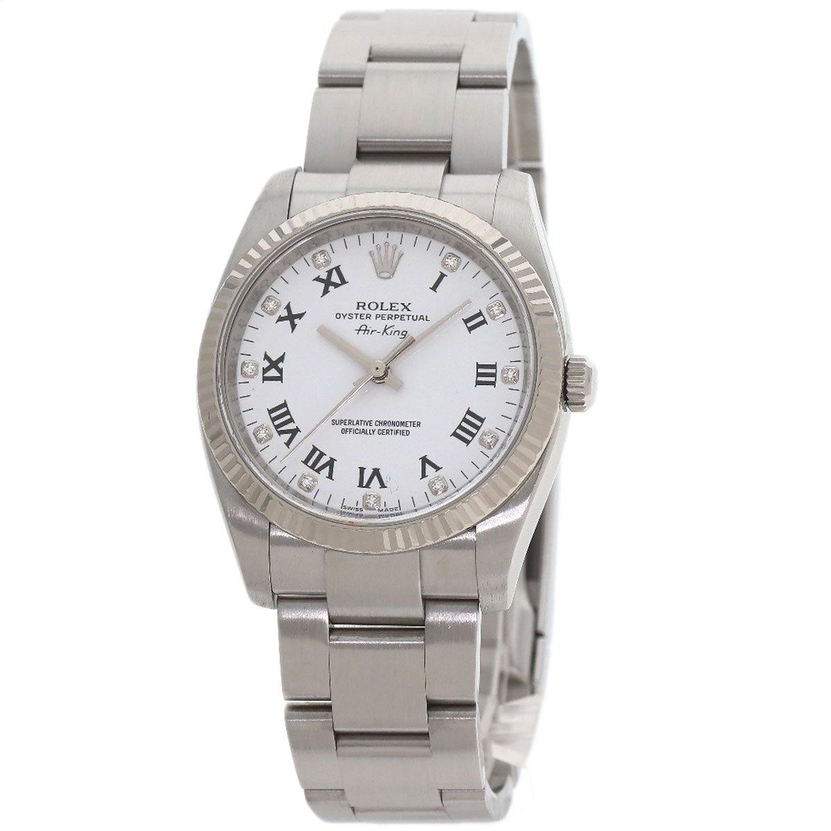 ROLEX Air King 11P Diamond Watches 114234G Stainless Steel/Stainless Steel mens