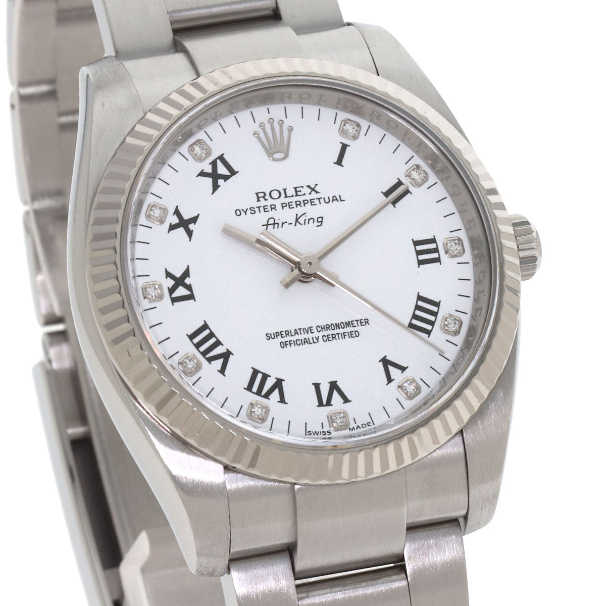 ROLEX Air King 11P Diamond Watches 114234G Stainless Steel/Stainless Steel mens