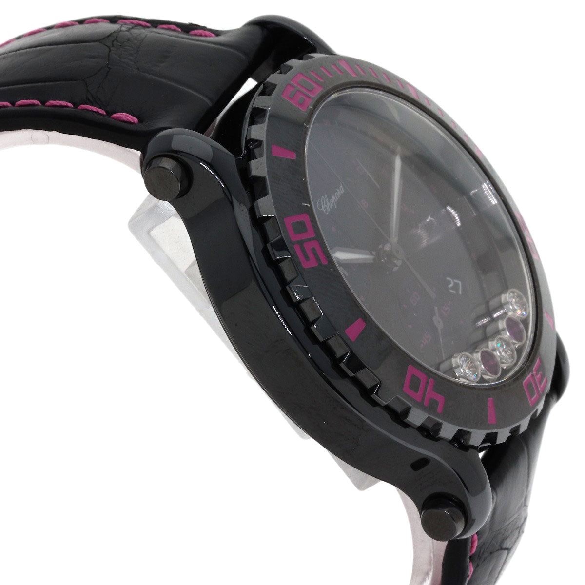 Chopard Happy Sports Mystery Pink Limited Edition of 100 pieces Diamond Watches 288515-9013 Ceramic/Leather mens