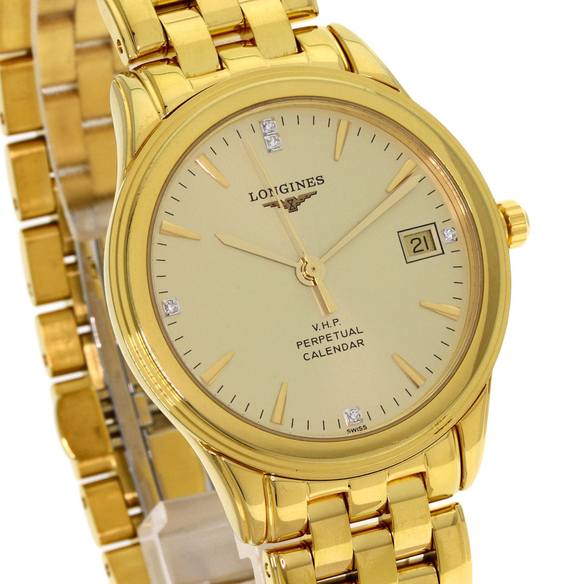 LONGINES Perpetual Carrender Watches L4.722.4 Gold Plated/Gold Plated mens