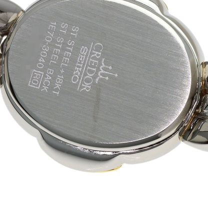 SEIKO CREDOR Oval 8P Diamond Watches 1E70-3040 Stainless Steel/SSxK18YG Ladies