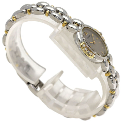 SEIKO CREDOR Oval 8P Diamond Watches 1E70-3040 Stainless Steel/SSxK18YG Ladies
