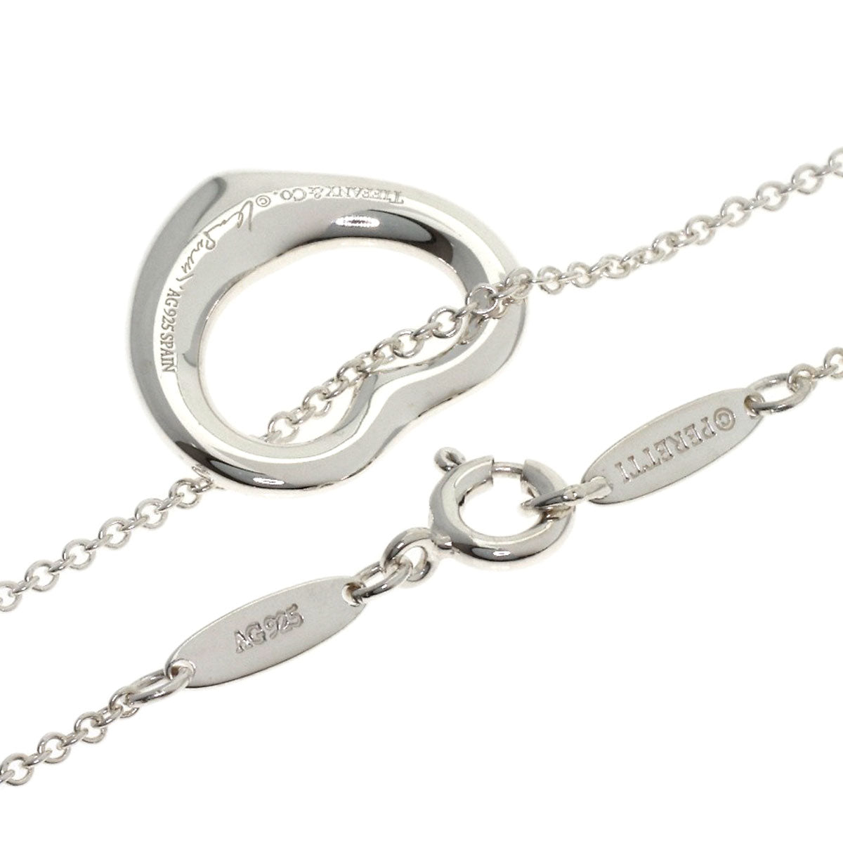 TIFFANY&Co. Open heart Necklace Silver Ladies [Used]