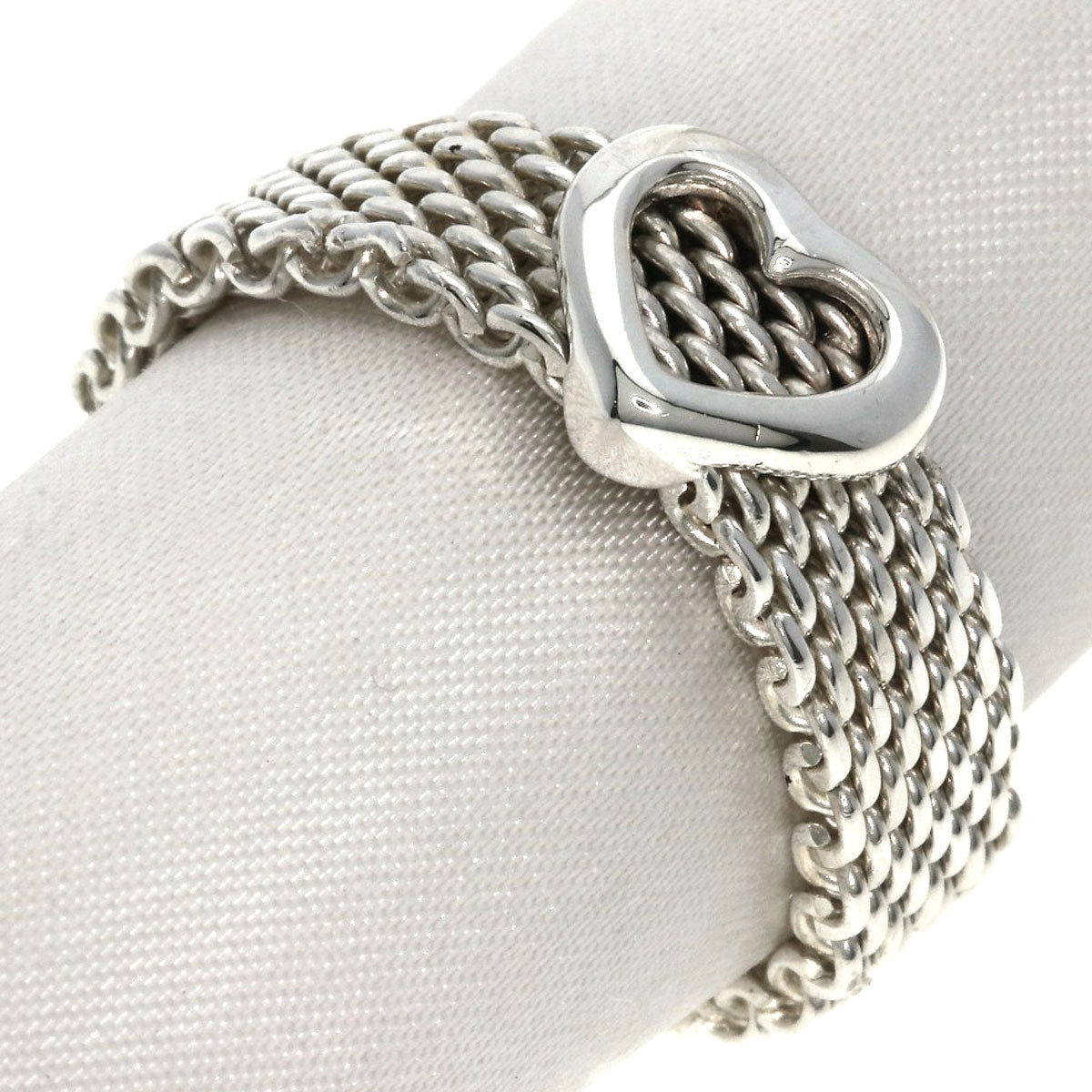 TIFFANY&Co. Somerset Heart Mesh Ring Silver Ladies [Used]