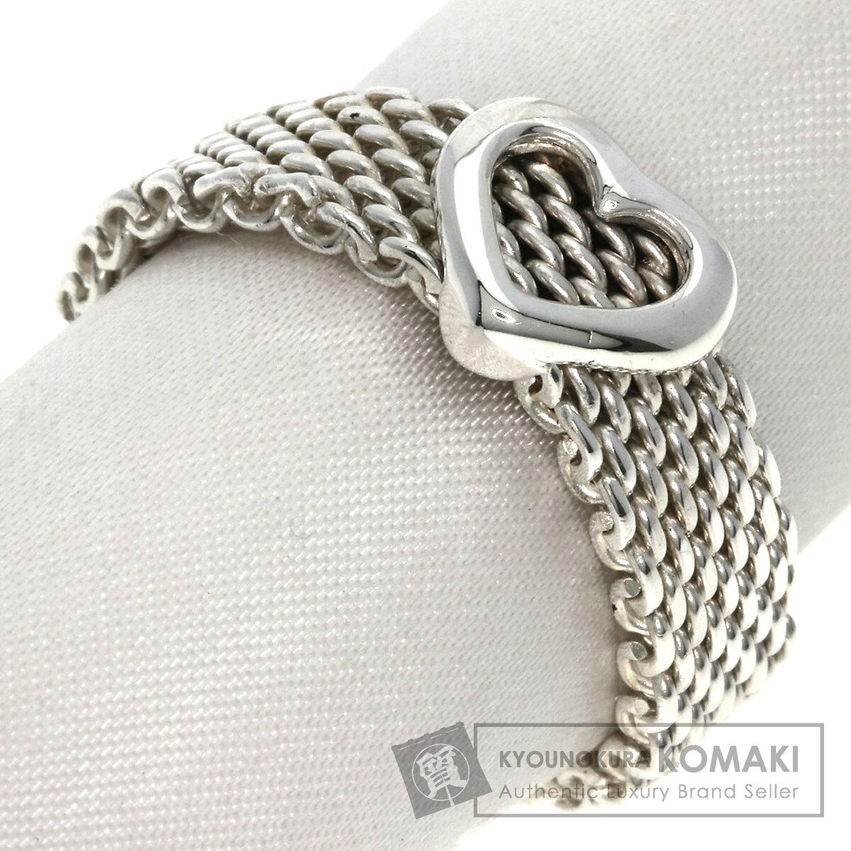 TIFFANY&Co. Somerset Heart Mesh Ring Silver Ladies [Used]