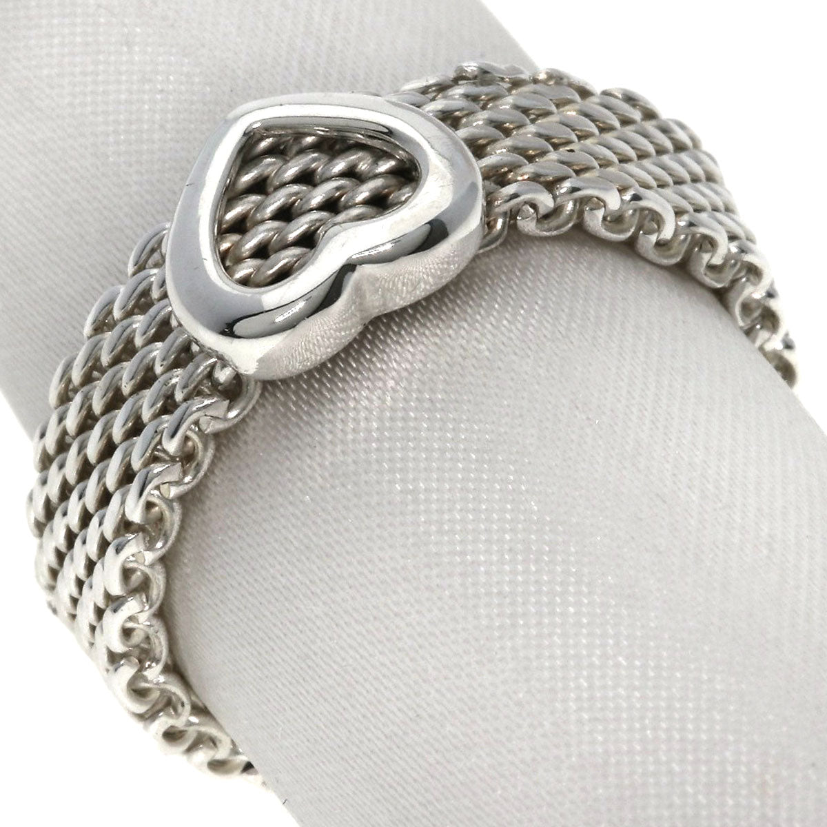 TIFFANY&Co. Somerset Heart Mesh Ring Silver Ladies [Used]