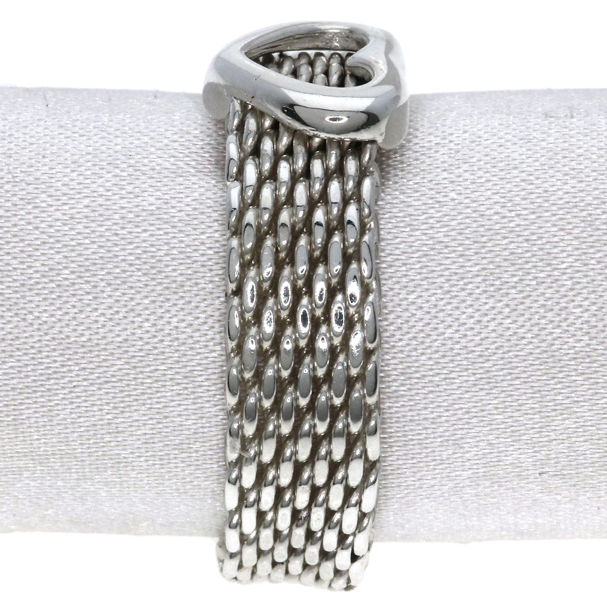 TIFFANY&Co. Somerset Heart Mesh Ring Silver Ladies [Used]