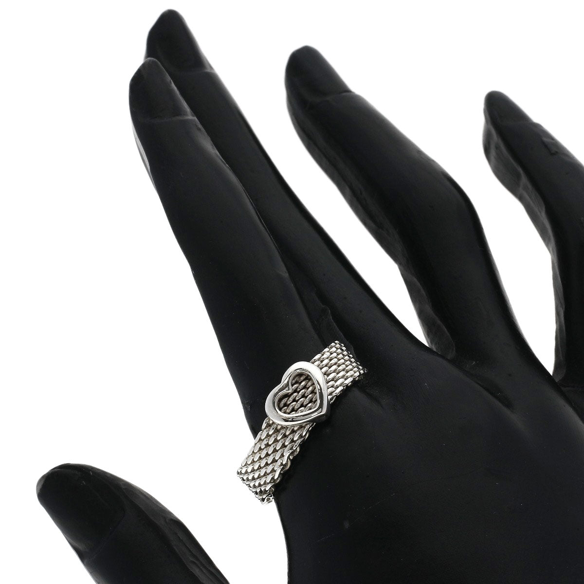 TIFFANY&Co. Somerset Heart Mesh Ring Silver Ladies [Used]