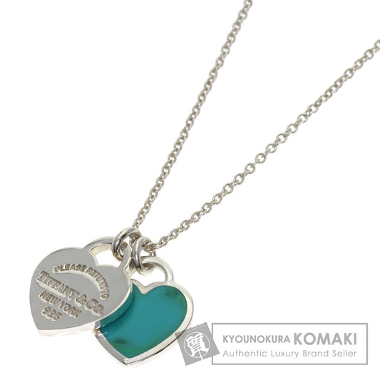 TIFFANY&Co. Double Heart Enamel Necklace Silver Ladies [Used]