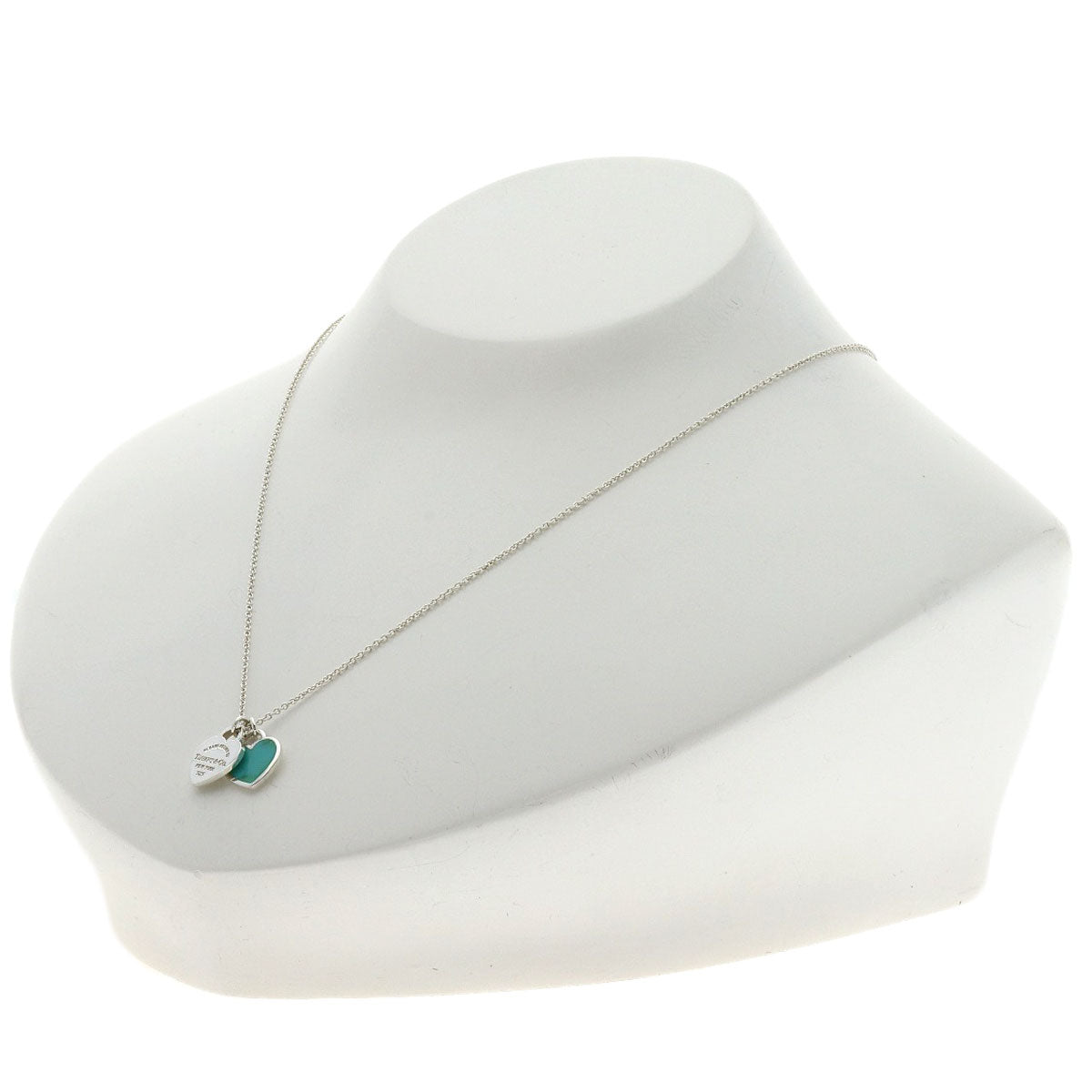 TIFFANY&Co. Double Heart Enamel Necklace Silver Ladies [Used]