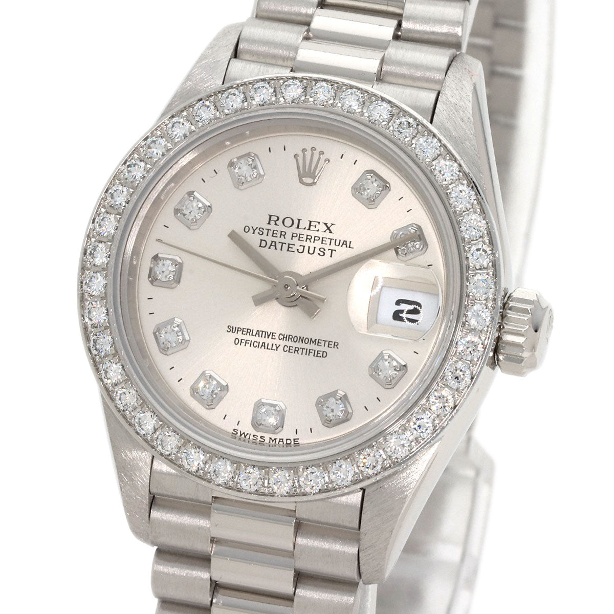 ROLEX DATEJUST 10P Diamond Watches 69136G Platinum/PT Ladies