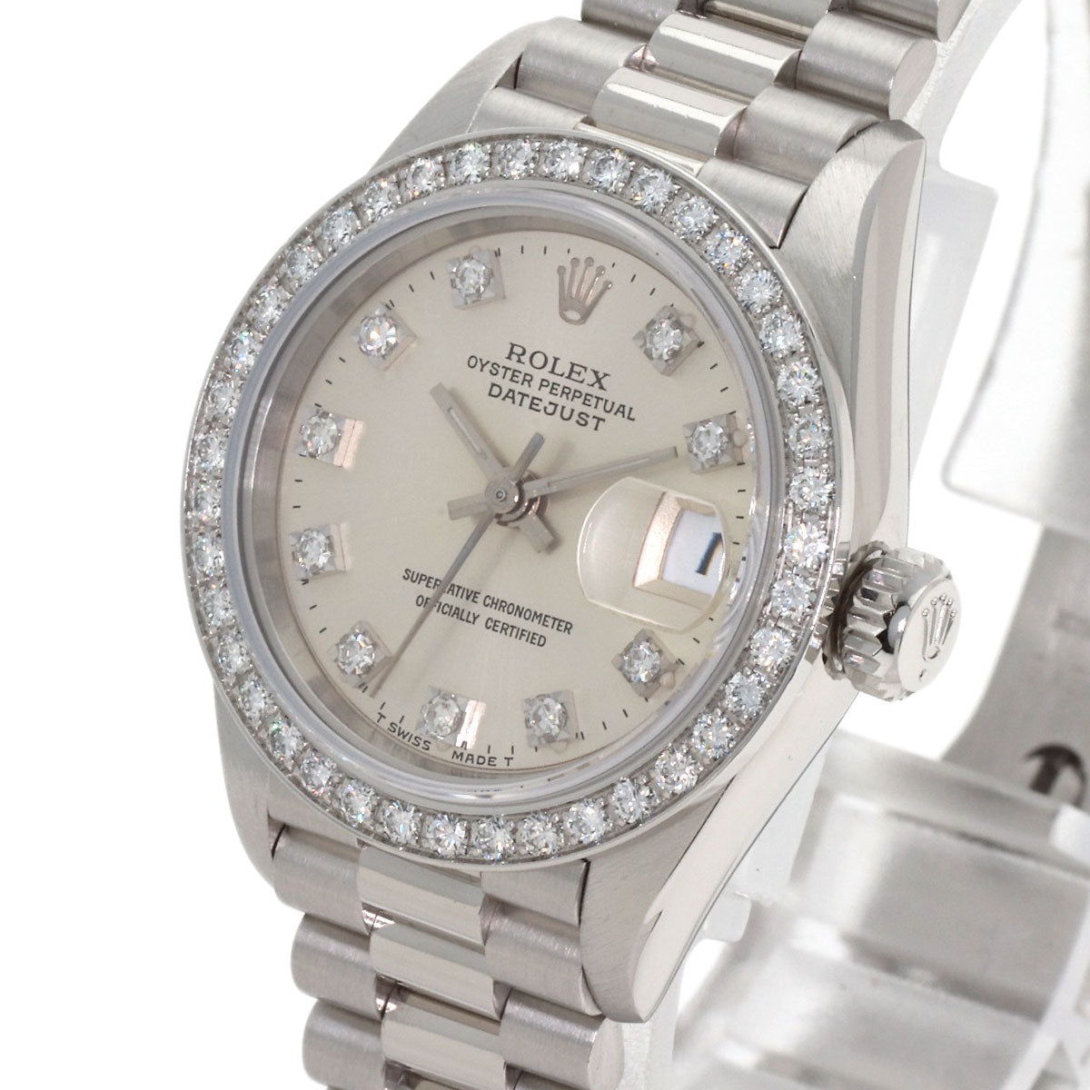 ROLEX DATEJUST 10P Diamond Watches 69136G Platinum/PT Ladies