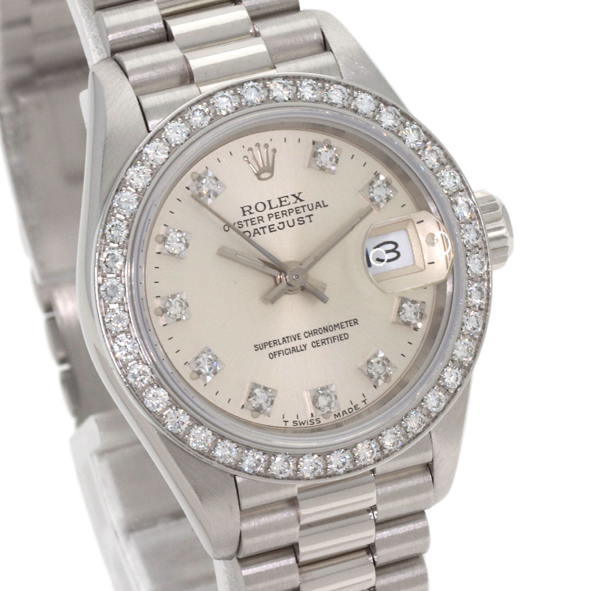 ROLEX DATEJUST 10P Diamond Watches 69136G Platinum/PT Ladies