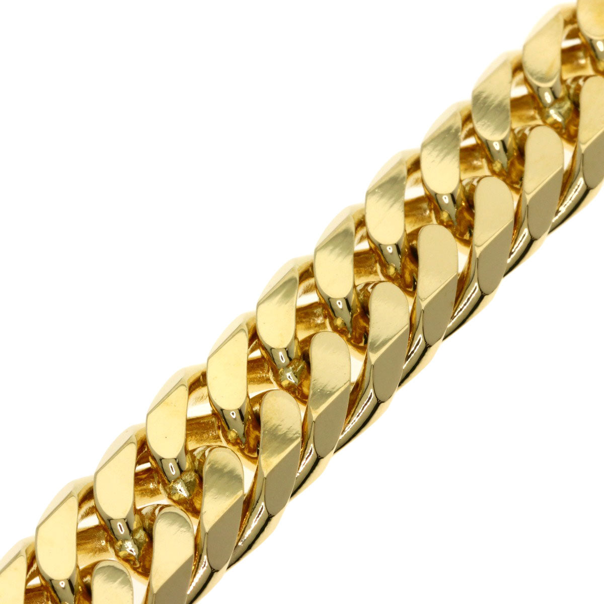 Curb chain, 6-sided double curb chain. Bracelet K18 Yellow Gold 94g　mens