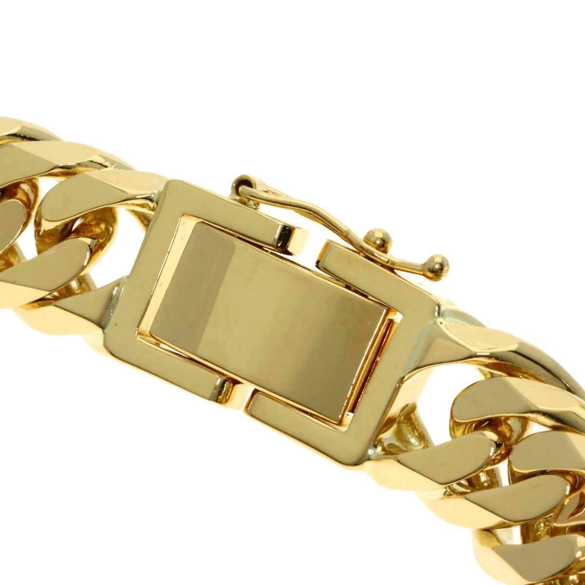 Curb chain, 6-sided double curb chain. Bracelet K18 Yellow Gold 94g　mens