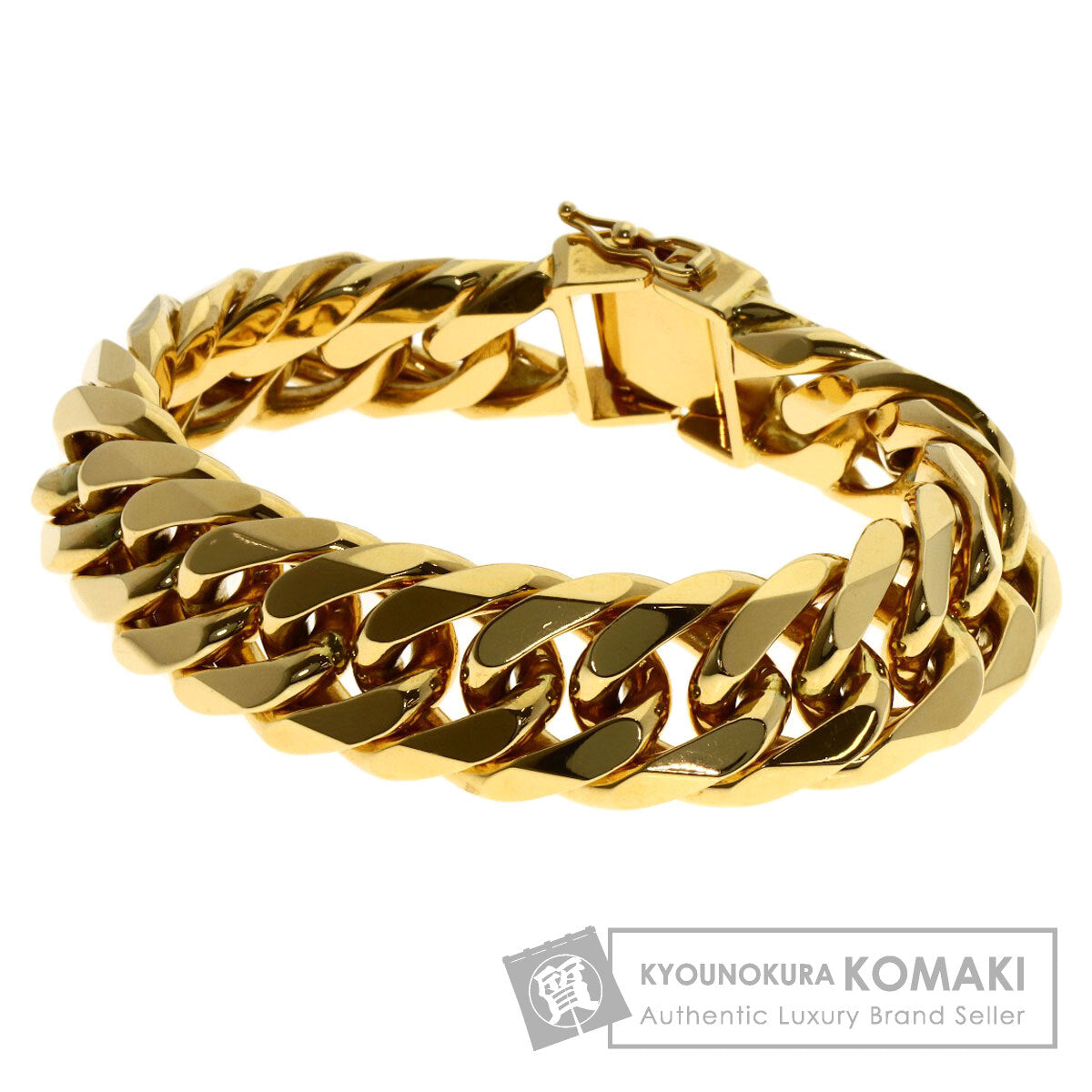 Curb chain Kihei W6 side Bracelet K18 Yellow Gold 184.2g　mens