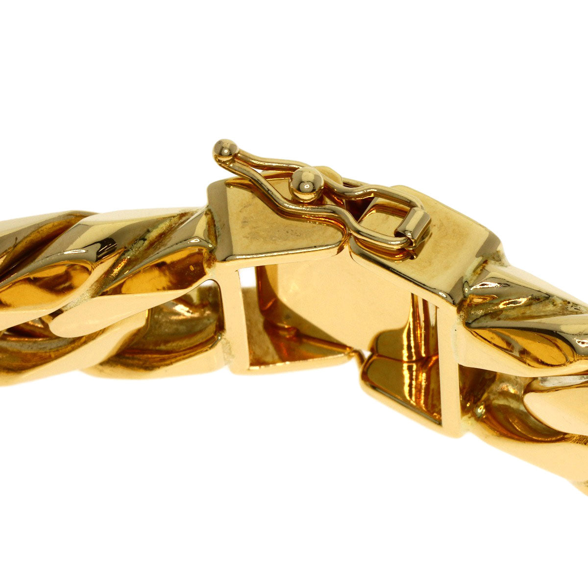 Curb chain Kihei W6 side Bracelet K18 Yellow Gold 184.2g　mens