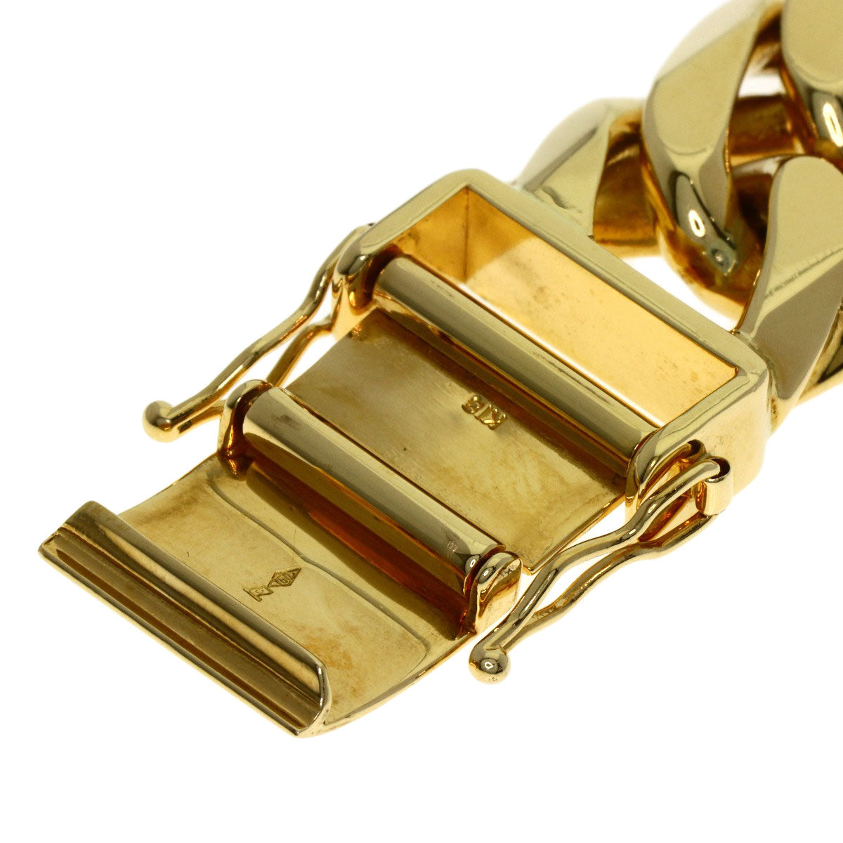 Curb chain Kihei W6 side Bracelet K18 Yellow Gold 184.2g　mens