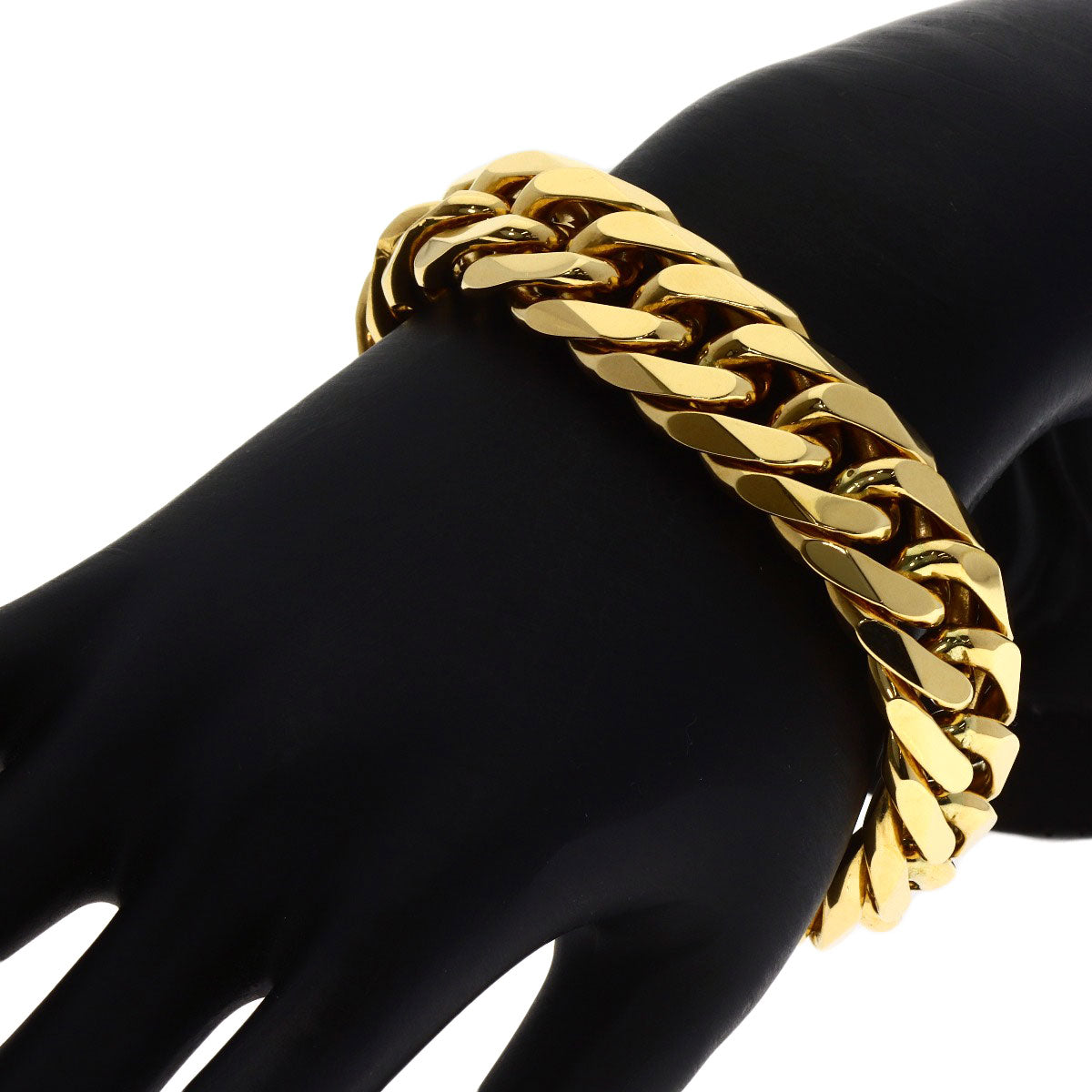 Curb chain Kihei W6 side Bracelet K18 Yellow Gold 184.2g　mens