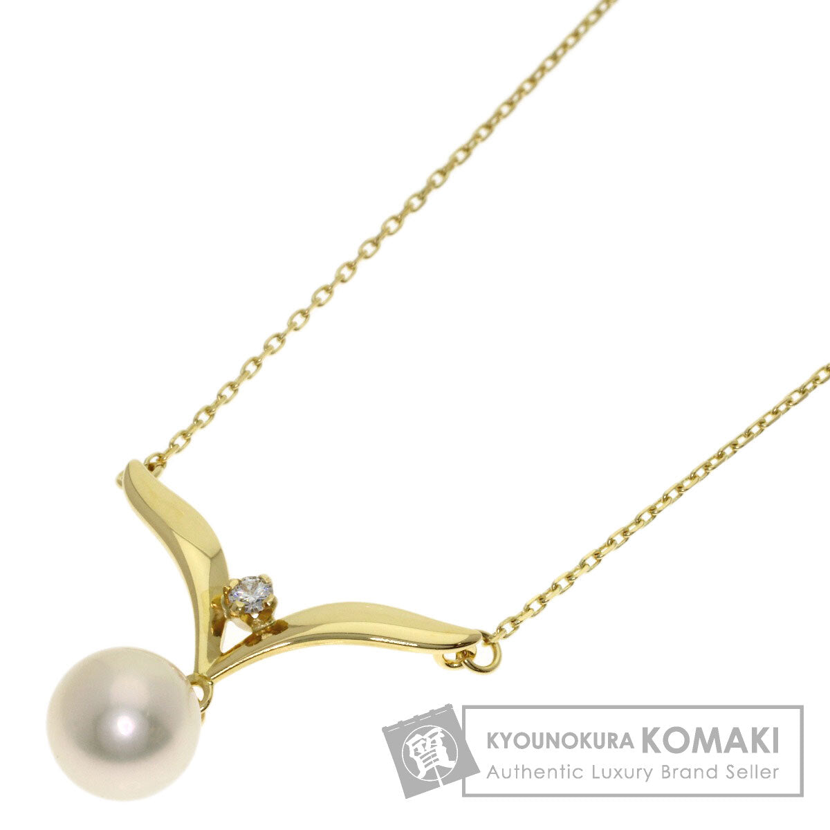 MIKIMOTO Pearl Pearl Diamond Necklace K18 Yellow Gold Ladies [Used]