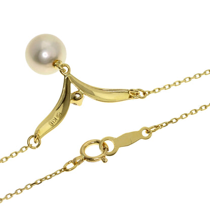 MIKIMOTO Pearl Pearl Diamond Necklace K18 Yellow Gold Ladies [Used]
