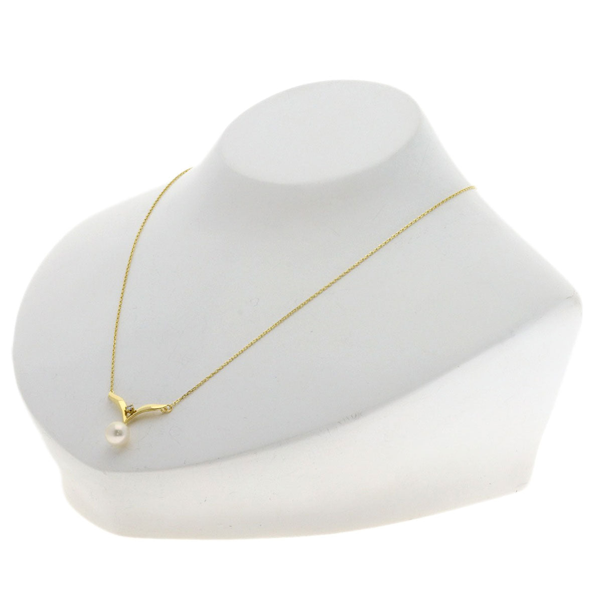 MIKIMOTO Pearl Pearl Diamond Necklace K18 Yellow Gold Ladies [Used]