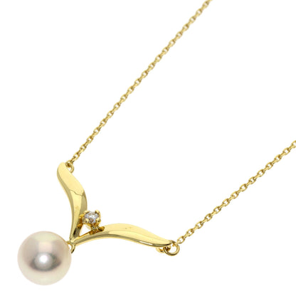 MIKIMOTO Pearl Pearl Diamond Necklace K18 Yellow Gold Ladies [Used]