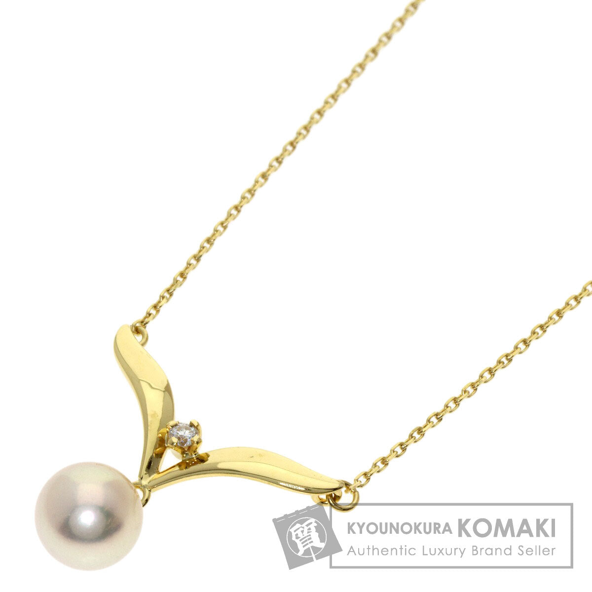 MIKIMOTO Pearl Pearl Diamond Necklace K18 Yellow Gold Ladies [Used]