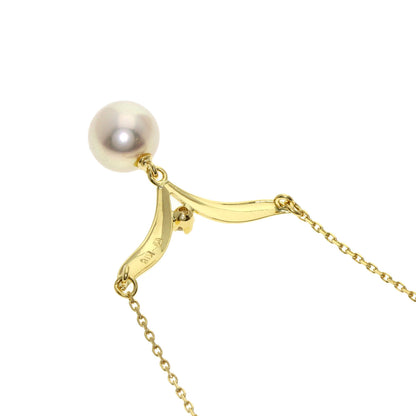 MIKIMOTO Pearl Pearl Diamond Necklace K18 Yellow Gold Ladies [Used]