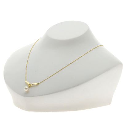 MIKIMOTO Pearl Pearl Diamond Necklace K18 Yellow Gold Ladies [Used]