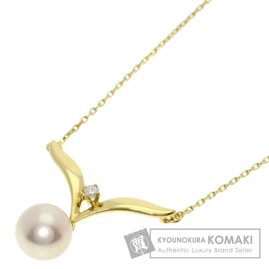MIKIMOTO Pearl Pearl Diamond Necklace K18 Yellow Gold Ladies [Used]